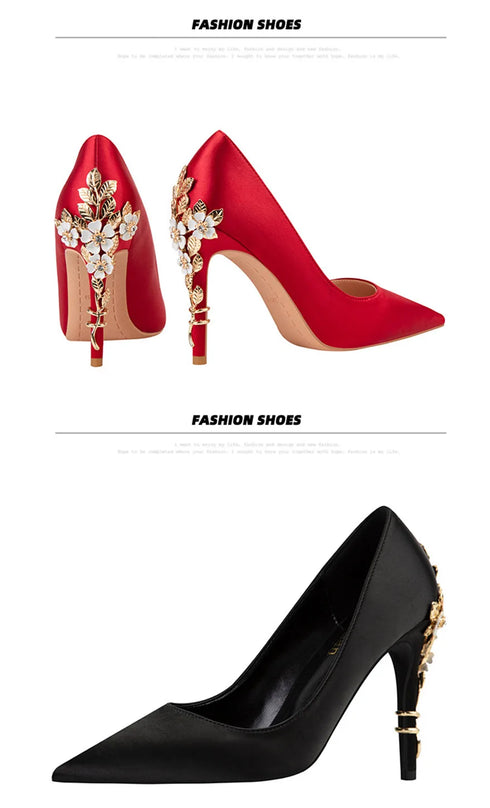 Elegant Crystal-Embellished Silk Pointed Toe Pumps for Women - Luxurious High Heels Perfect for Bridal and Evening Wear, Sexy Dress Shoes with Thin Heels